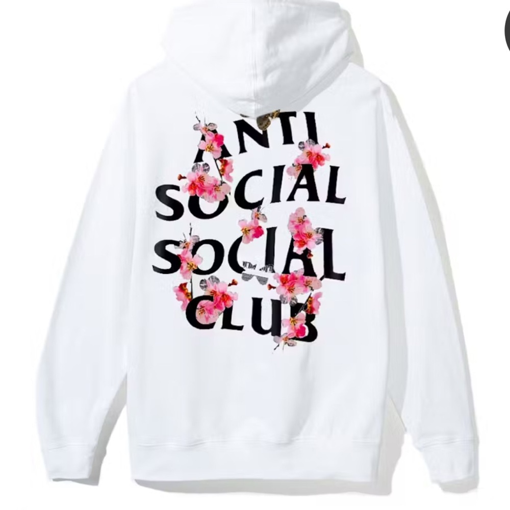 Anti Social Social Club White Hoodie with Floral Design
